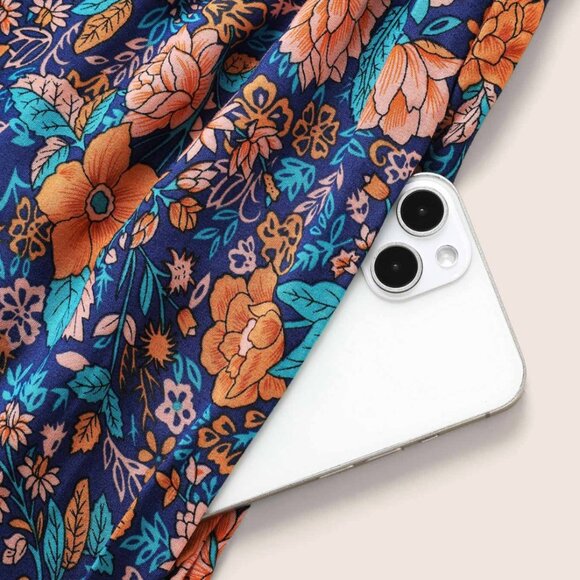 NEW Bandana Surplice Neck Pocket Belted Flutter Hem Maxi Dress Plus Size 2X - Picture 4 of 9